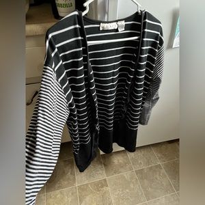 Black and white striped cardigan